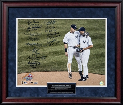 New York Yankees World Series MVP Multi-Signed Framed 16 x 20 Photo With 12 Signatures (Steiner)